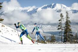 09.02.2024, Canmore, Canada (CAN): Anja Mandeljc (SLO), Jasmin Kahara (FIN), (l-r)  - FIS world cup cross-country, 15km mass, Canmore (CAN). www.nordicfocus.com. © Modica/NordicFocus. Every downloaded picture is fee-liable.