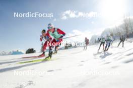 09.02.2024, Canmore, Canada (CAN): Mika Vermeulen (AUT), Martin Loewstroem Nyenget (NOR), Florian Notz (GER), Calle Halfvarsson (SWE), (l-r)  - FIS world cup cross-country, 15km mass, Canmore (CAN). www.nordicfocus.com. © Modica/NordicFocus. Every downloaded picture is fee-liable.