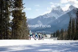 09.02.2024, Canmore, Canada (CAN): Zanden Mcmullen (USA), Alvar Johannes Alev (EST), Anian Sossau (GER), Johan Haeggstroem (SWE), Florian Knopf (GER), (l-r)  - FIS world cup cross-country, 15km mass, Canmore (CAN). www.nordicfocus.com. © Modica/NordicFocus. Every downloaded picture is fee-liable.