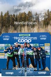 09.02.2024, Canmore, Canada (CAN): Delphine Claudel (FRA), Flora Dolci (FRA), Melissa Gal (FRA), (l-r)  - FIS world cup cross-country, 15km mass, Canmore (CAN). www.nordicfocus.com. © Modica/NordicFocus. Every downloaded picture is fee-liable.