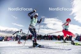 10.02.2024, Canmore, Canada (CAN): Elia Barp (ITA), Jules Chappaz (FRA), Janik Riebli (SUI), (l-r)  - FIS world cup cross-country, individual sprint, Canmore (CAN). www.nordicfocus.com. © Modica/NordicFocus. Every downloaded picture is fee-liable.