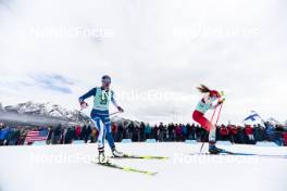 10.02.2024, Canmore, Canada (CAN): Anne Kyllonen (FIN), Alina Meier (SUI), (l-r)  - FIS world cup cross-country, individual sprint, Canmore (CAN). www.nordicfocus.com. © Modica/NordicFocus. Every downloaded picture is fee-liable.