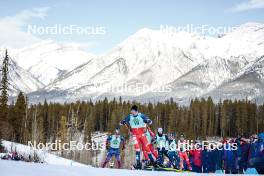 10.02.2024, Canmore, Canada (CAN): Logan Diekmann (USA), Ondrej Cerny (CZE), Johannes Hoesflot Klaebo (NOR), Lucas Chanavat (FRA), James Clugnet (GBR), Michael Foettinger (AUT), (l-r)  - FIS world cup cross-country, individual sprint, Canmore (CAN). www.nordicfocus.com. © Modica/NordicFocus. Every downloaded picture is fee-liable.