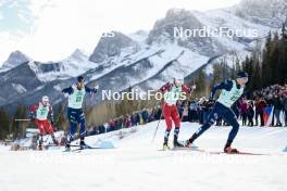 10.02.2024, Canmore, Canada (CAN): Paal Golberg (NOR), Richard Jouve (FRA), Even Northug (NOR), Elia Barp (ITA), (l-r)  - FIS world cup cross-country, individual sprint, Canmore (CAN). www.nordicfocus.com. © Modica/NordicFocus. Every downloaded picture is fee-liable.