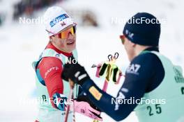 10.02.2024, Canmore, Canada (CAN): Johannes Hoesflot Klaebo (NOR), Elia Barp (ITA), (l-r)  - FIS world cup cross-country, individual sprint, Canmore (CAN). www.nordicfocus.com. © Modica/NordicFocus. Every downloaded picture is fee-liable.