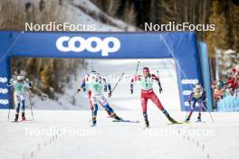 10.02.2024, Canmore, Canada (CAN): Johanna Hagstroem (SWE), Maja Dahlqvist (SWE), Kristine Stavaas Skistad (NOR), Jessie Diggins (USA), (l-r)  - FIS world cup cross-country, individual sprint, Canmore (CAN). www.nordicfocus.com. © Modica/NordicFocus. Every downloaded picture is fee-liable.