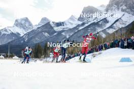 10.02.2024, Canmore, Canada (CAN): Richard Jouve (FRA), Even Northug (NOR), Elia Barp (ITA), Erik Valnes (NOR), (l-r)  - FIS world cup cross-country, individual sprint, Canmore (CAN). www.nordicfocus.com. © Modica/NordicFocus. Every downloaded picture is fee-liable.
