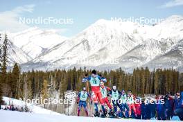 10.02.2024, Canmore, Canada (CAN): Logan Diekmann (USA), Ondrej Cerny (CZE), Johannes Hoesflot Klaebo (NOR), Lucas Chanavat (FRA), James Clugnet (GBR), Michael Foettinger (AUT), (l-r)  - FIS world cup cross-country, individual sprint, Canmore (CAN). www.nordicfocus.com. © Modica/NordicFocus. Every downloaded picture is fee-liable.