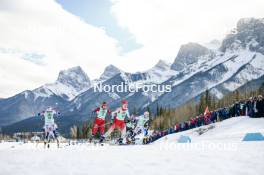 10.02.2024, Canmore, Canada (CAN): Frida Karlsson (SWE), Kristine Stavaas Skistad (NOR), Nadine Faehndrich (SUI), Laura Gimmler (GER), Jonna Sundling (SWE), (l-r)  - FIS world cup cross-country, individual sprint, Canmore (CAN). www.nordicfocus.com. © Modica/NordicFocus. Every downloaded picture is fee-liable.