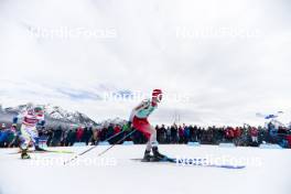 10.02.2024, Canmore, Canada (CAN): Linn Svahn (SWE), Nadine Faehndrich (SUI), (l-r)  - FIS world cup cross-country, individual sprint, Canmore (CAN). www.nordicfocus.com. © Modica/NordicFocus. Every downloaded picture is fee-liable.