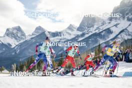 10.02.2024, Canmore, Canada (CAN): Julia Kern (USA), Mathilde Myhrvold (NOR), Tiril Udnes Weng (NOR), Jessie Diggins (USA), (l-r)  - FIS world cup cross-country, individual sprint, Canmore (CAN). www.nordicfocus.com. © Modica/NordicFocus. Every downloaded picture is fee-liable.