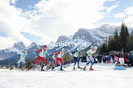 10.02.2024, Canmore, Canada (CAN): Johan Haeggstroem (SWE), Haavard Solaas Taugboel (NOR), Ben Ogden (USA), Johannes Hoesflot Klaebo (NOR), Lucas Chanavat (FRA), Edvin Anger (SWE), (l-r)  - FIS world cup cross-country, individual sprint, Canmore (CAN). www.nordicfocus.com. © Modica/NordicFocus. Every downloaded picture is fee-liable.
