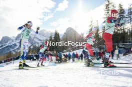 10.02.2024, Canmore, Canada (CAN): Johan Haeggstroem (SWE), Johannes Hoesflot Klaebo (NOR), Haavard Solaas Taugboel (NOR), (l-r)  - FIS world cup cross-country, individual sprint, Canmore (CAN). www.nordicfocus.com. © Modica/NordicFocus. Every downloaded picture is fee-liable.