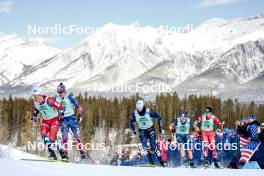 10.02.2024, Canmore, Canada (CAN): Johannes Hoesflot Klaebo (NOR), Logan Diekmann (USA), Lucas Chanavat (FRA), James Clugnet (GBR), Michael Foettinger (AUT), (l-r)  - FIS world cup cross-country, individual sprint, Canmore (CAN). www.nordicfocus.com. © Modica/NordicFocus. Every downloaded picture is fee-liable.