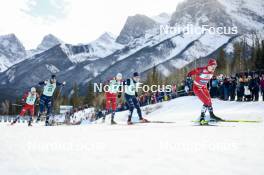 10.02.2024, Canmore, Canada (CAN): Paal Golberg (NOR), Richard Jouve (FRA), Even Northug (NOR), Elia Barp (ITA), Erik Valnes (NOR), (l-r)  - FIS world cup cross-country, individual sprint, Canmore (CAN). www.nordicfocus.com. © Modica/NordicFocus. Every downloaded picture is fee-liable.