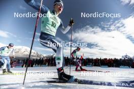 10.02.2024, Canmore, Canada (CAN): Niilo Moilanen (FIN), Gus Schumacher (USA), Lauri Vuorinen (FIN), (l-r)  - FIS world cup cross-country, individual sprint, Canmore (CAN). www.nordicfocus.com. © Modica/NordicFocus. Every downloaded picture is fee-liable.