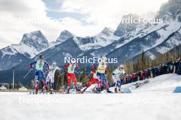 10.02.2024, Canmore, Canada (CAN): Julia Kern (USA), Maja Dahlqvist (SWE), Mathilde Myhrvold (NOR), Jessie Diggins (USA), Tiril Udnes Weng (NOR), Johanna Hagstroem (SWE), (l-r)  - FIS world cup cross-country, individual sprint, Canmore (CAN). www.nordicfocus.com. © Modica/NordicFocus. Every downloaded picture is fee-liable.