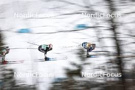 13.02.2024, Canmore, Canada (CAN): Johanna Hagstroem (SWE), Laura Gimmler (GER), Jessie Diggins (USA), (l-r)  - FIS world cup cross-country, individual sprint, Canmore (CAN). www.nordicfocus.com. © Modica/NordicFocus. Every downloaded picture is fee-liable.