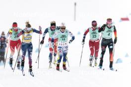 13.02.2024, Canmore, Canada (CAN): Alina Meier (SUI), Jessie Diggins (USA), Tereza Beranova (CZE), Johanna Hagstroem (SWE), Heidi Weng (NOR), Laura Gimmler (GER), (l-r)  - FIS world cup cross-country, individual sprint, Canmore (CAN). www.nordicfocus.com. © Modica/NordicFocus. Every downloaded picture is fee-liable.