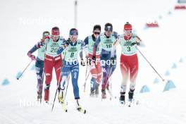 13.02.2024, Canmore, Canada (CAN): Tiril Udnes Weng (NOR), Kerttu Niskanen (FIN), Julia Kern (USA), Nadine Faehndrich (SUI), (l-r)  - FIS world cup cross-country, individual sprint, Canmore (CAN). www.nordicfocus.com. © Modica/NordicFocus. Every downloaded picture is fee-liable.