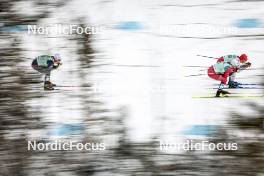 13.02.2024, Canmore, Canada (CAN): Renaud Jay (FRA), Johannes Hoesflot Klaebo (NOR), Valerio Grond (SUI), (l-r)  - FIS world cup cross-country, individual sprint, Canmore (CAN). www.nordicfocus.com. © Modica/NordicFocus. Every downloaded picture is fee-liable.