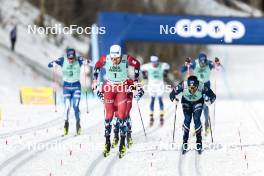 13.02.2024, Canmore, Canada (CAN): Johannes Hoesflot Klaebo (NOR), Richard Jouve (FRA), (l-r)  - FIS world cup cross-country, individual sprint, Canmore (CAN). www.nordicfocus.com. © Modica/NordicFocus. Every downloaded picture is fee-liable.