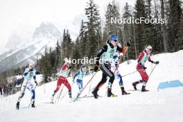 13.02.2024, Canmore, Canada (CAN): Maja Dahlqvist (SWE), Astrid Oeyre Slind (NOR), Jasmi Joensuu (FIN), Katharina Hennig (GER), Emma Ribom (SWE), Mathilde Myhrvold (NOR), (l-r)  - FIS world cup cross-country, individual sprint, Canmore (CAN). www.nordicfocus.com. © Modica/NordicFocus. Every downloaded picture is fee-liable.