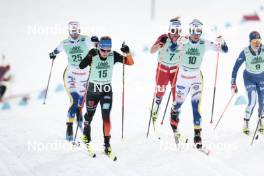 13.02.2024, Canmore, Canada (CAN): Maja Dahlqvist (SWE), Katharina Hennig (GER), Astrid Oeyre Slind (NOR), Emma Ribom (SWE), Jasmi Joensuu (FIN), (l-r)  - FIS world cup cross-country, individual sprint, Canmore (CAN). www.nordicfocus.com. © Modica/NordicFocus. Every downloaded picture is fee-liable.