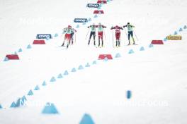 13.02.2024, Canmore, Canada (CAN): Gus Schumacher (USA), Valerio Grond (SUI), Renaud Jay (FRA), Johannes Hoesflot Klaebo (NOR), Erik Valnes (NOR), Miha Simenc (SLO), (l-r)  - FIS world cup cross-country, individual sprint, Canmore (CAN). www.nordicfocus.com. © Modica/NordicFocus. Every downloaded picture is fee-liable.