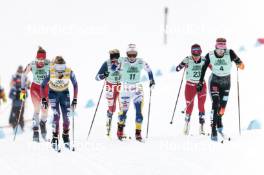 13.02.2024, Canmore, Canada (CAN): Alina Meier (SUI), Jessie Diggins (USA), Tereza Beranova (CZE), Johanna Hagstroem (SWE), Heidi Weng (NOR), Laura Gimmler (GER), (l-r)  - FIS world cup cross-country, individual sprint, Canmore (CAN). www.nordicfocus.com. © Modica/NordicFocus. Every downloaded picture is fee-liable.