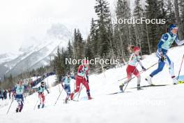 13.02.2024, Canmore, Canada (CAN): Rosie Brennan (USA), Barbora Antosova (CZE), Julia Kern (USA), Tiril Udnes Weng (NOR), Nadine Faehndrich (SUI), Kerttu Niskanen (FIN), (l-r)  - FIS world cup cross-country, individual sprint, Canmore (CAN). www.nordicfocus.com. © Modica/NordicFocus. Every downloaded picture is fee-liable.