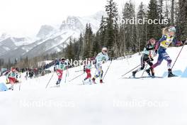 13.02.2024, Canmore, Canada (CAN): Alina Meier (SUI), Tereza Beranova (CZE), Heidi Weng (NOR), Johanna Hagstroem (SWE), Jessie Diggins (USA), Laura Gimmler (GER), (l-r)  - FIS world cup cross-country, individual sprint, Canmore (CAN). www.nordicfocus.com. © Modica/NordicFocus. Every downloaded picture is fee-liable.