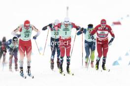 13.02.2024, Canmore, Canada (CAN): Valerio Grond (SUI), Johannes Hoesflot Klaebo (NOR), Erik Valnes (NOR), (l-r)  - FIS world cup cross-country, individual sprint, Canmore (CAN). www.nordicfocus.com. © Modica/NordicFocus. Every downloaded picture is fee-liable.