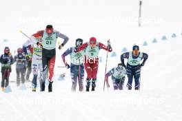 13.02.2024, Canmore, Canada (CAN): Edvin Anger (SWE), Antoine Cyr (CAN), Even Northug (NOR), Richard Jouve (FRA), (l-r)  - FIS world cup cross-country, individual sprint, Canmore (CAN). www.nordicfocus.com. © Modica/NordicFocus. Every downloaded picture is fee-liable.