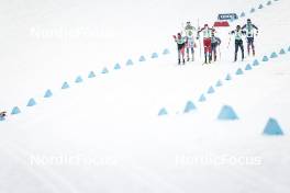 13.02.2024, Canmore, Canada (CAN): Luke Jager (USA), Edvin Anger (SWE), Antoine Cyr (CAN), Even Northug (NOR), James Clinton Schoonmaker (USA), Richard Jouve (FRA), (l-r)  - FIS world cup cross-country, individual sprint, Canmore (CAN). www.nordicfocus.com. © Modica/NordicFocus. Every downloaded picture is fee-liable.