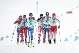 13.02.2024, Canmore, Canada (CAN): Tiril Udnes Weng (NOR), Kerttu Niskanen (FIN), Julia Kern (USA), Nadine Faehndrich (SUI), (l-r)  - FIS world cup cross-country, individual sprint, Canmore (CAN). www.nordicfocus.com. © Modica/NordicFocus. Every downloaded picture is fee-liable.