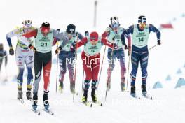 13.02.2024, Canmore, Canada (CAN): Edvin Anger (SWE), James Clinton Schoonmaker (USA), Luke Jager (USA), Richard Jouve (FRA), (l-r)  - FIS world cup cross-country, individual sprint, Canmore (CAN). www.nordicfocus.com. © Modica/NordicFocus. Every downloaded picture is fee-liable.