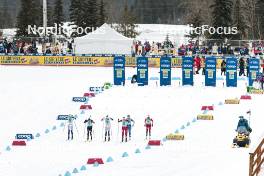 13.02.2024, Canmore, Canada (CAN): Maja Dahlqvist (SWE), Katharina Hennig (GER), Emma Ribom (SWE), Mathilde Myhrvold (NOR), Jasmi Joensuu (FIN), Astrid Oeyre Slind (NOR), (l-r)  - FIS world cup cross-country, individual sprint, Canmore (CAN). www.nordicfocus.com. © Modica/NordicFocus. Every downloaded picture is fee-liable.