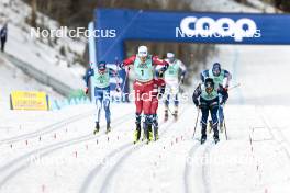 13.02.2024, Canmore, Canada (CAN): Johannes Hoesflot Klaebo (NOR), Richard Jouve (FRA), (l-r)  - FIS world cup cross-country, individual sprint, Canmore (CAN). www.nordicfocus.com. © Modica/NordicFocus. Every downloaded picture is fee-liable.