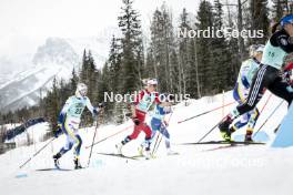 13.02.2024, Canmore, Canada (CAN): Maja Dahlqvist (SWE), Astrid Oeyre Slind (NOR), Jasmi Joensuu (FIN), (l-r)  - FIS world cup cross-country, individual sprint, Canmore (CAN). www.nordicfocus.com. © Modica/NordicFocus. Every downloaded picture is fee-liable.