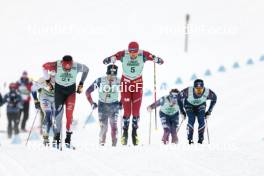 13.02.2024, Canmore, Canada (CAN): Antoine Cyr (CAN), Even Northug (NOR), Richard Jouve (FRA), (l-r)  - FIS world cup cross-country, individual sprint, Canmore (CAN). www.nordicfocus.com. © Modica/NordicFocus. Every downloaded picture is fee-liable.