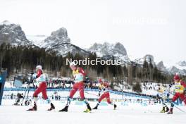11.02.2024, Canmore, Canada (CAN): Paal Golberg (NOR), Johannes Hoesflot Klaebo (NOR), Mattis Stenshagen (NOR), William Poromaa (SWE), Harald Oestberg Amundsen (NOR), (l-r)  - FIS world cup cross-country, mass, Canmore (CAN). www.nordicfocus.com. © Modica/NordicFocus. Every downloaded picture is fee-liable.