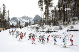11.02.2024, Canmore, Canada (CAN): Harald Oestberg Amundsen (NOR), Samuel Gary Hendry (CAN), Paal Golberg (NOR), Adam Fellner (CZE), Florian Notz (GER), Olivier Leveille (CAN), Gus Schumacher (USA), Jens Burman (SWE), Jonas Baumann (SUI), (l-r)  - FIS world cup cross-country, mass, Canmore (CAN). www.nordicfocus.com. © Modica/NordicFocus. Every downloaded picture is fee-liable.