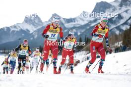 11.02.2024, Canmore, Canada (CAN): Tiril Udnes Weng (NOR), Anne Kjersti Kalvaa (NOR), (l-r), (l-r)  - FIS world cup cross-country, mass, Canmore (CAN). www.nordicfocus.com. © Modica/NordicFocus. Every downloaded picture is fee-liable.