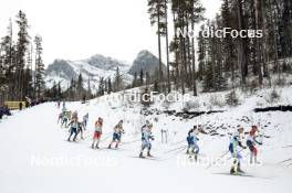 11.02.2024, Canmore, Canada (CAN): Calle Halfvarsson (SWE), Johan Haeggstroem (SWE), Gustaf Berglund (SWE), Remi Drolet (CAN), (l-r)  - FIS world cup cross-country, mass, Canmore (CAN). www.nordicfocus.com. © Modica/NordicFocus. Every downloaded picture is fee-liable.