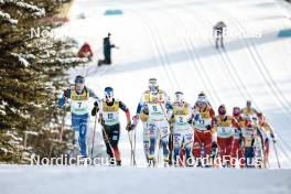 11.02.2024, Canmore, Canada (CAN): Kerttu Niskanen (FIN), Katharina Hennig (GER), Frida Karlsson (SWE), Ebba Andersson (SWE), (l-r)  - FIS world cup cross-country, mass, Canmore (CAN). www.nordicfocus.com. © Modica/NordicFocus. Every downloaded picture is fee-liable.
