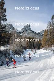 11.02.2024, Canmore, Canada (CAN): Jessie Diggins (USA), Tiril Udnes Weng (NOR), Jonna Sundling (SWE), Rosie Brennan (USA), (l-r)  - FIS world cup cross-country, mass, Canmore (CAN). www.nordicfocus.com. © Modica/NordicFocus. Every downloaded picture is fee-liable.