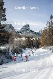 11.02.2024, Canmore, Canada (CAN): Astrid Oeyre Slind (NOR), Jessie Diggins (USA), Tiril Udnes Weng (NOR), (l-r)  - FIS world cup cross-country, mass, Canmore (CAN). www.nordicfocus.com. © Modica/NordicFocus. Every downloaded picture is fee-liable.