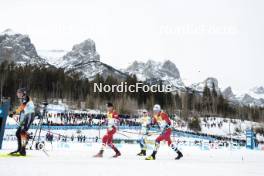 11.02.2024, Canmore, Canada (CAN): Friedrich Moch (GER), Mika Vermeulen (AUT), Jens Burman (SWE), Martin Loewstroem Nyenget (NOR), (l-r)  - FIS world cup cross-country, mass, Canmore (CAN). www.nordicfocus.com. © Modica/NordicFocus. Every downloaded picture is fee-liable.