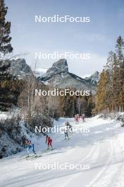 11.02.2024, Canmore, Canada (CAN): Kerttu Niskanen (FIN), Heidi Weng (NOR), Ebba Andersson (SWE), Frida Karlsson (SWE), Victoria Carl (GER), (l-r)  - FIS world cup cross-country, mass, Canmore (CAN). www.nordicfocus.com. © Modica/NordicFocus. Every downloaded picture is fee-liable.